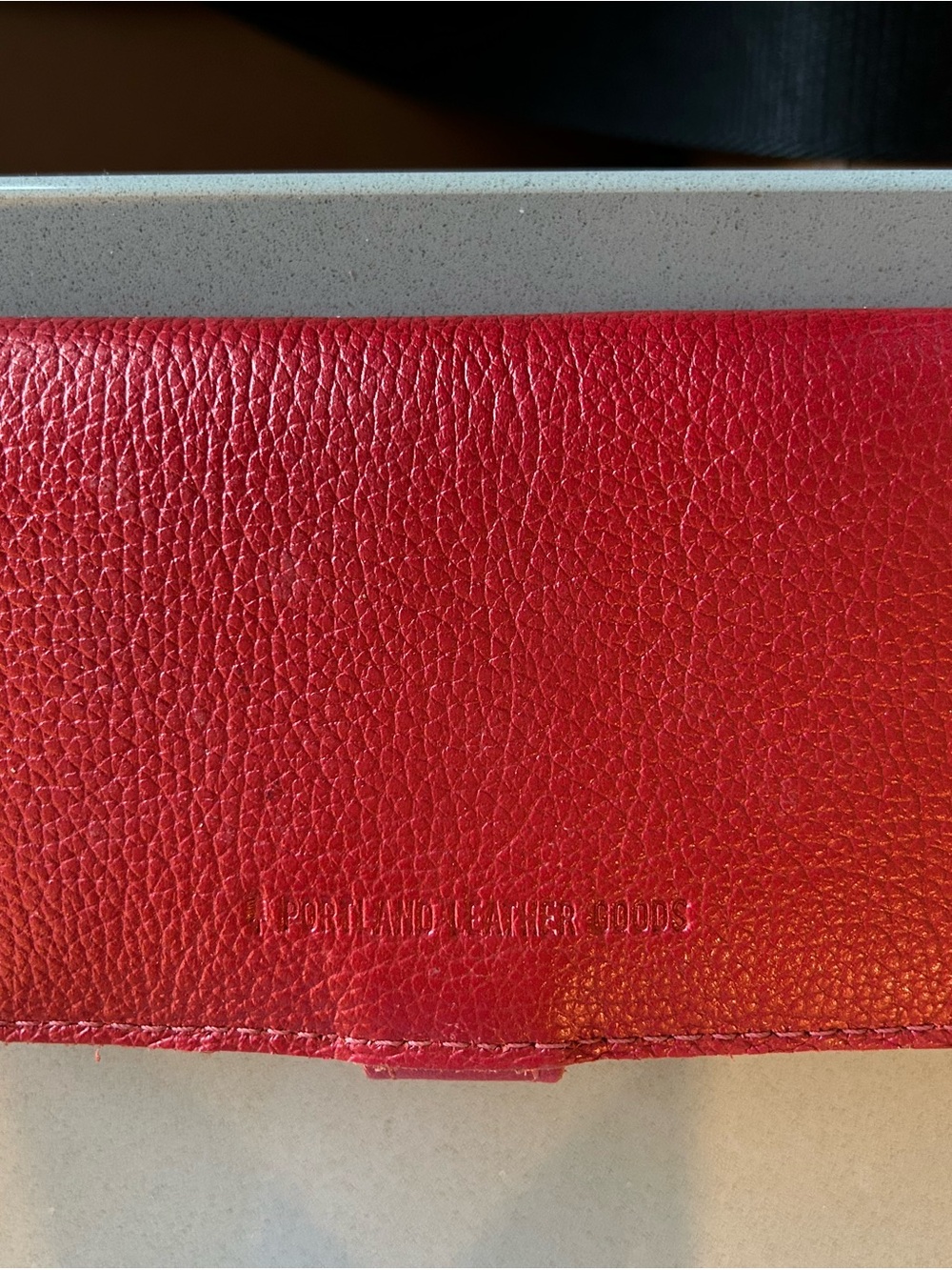 Portland Leather Bright Red Pebbled Snap Wallet - Picture 3 of 3
